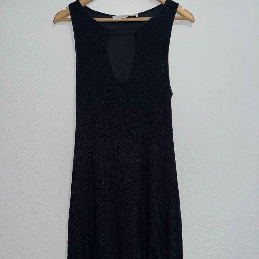 Vintage Havana Black Mini Dress Sleeveless Keyhole Neckline Small Ribbed